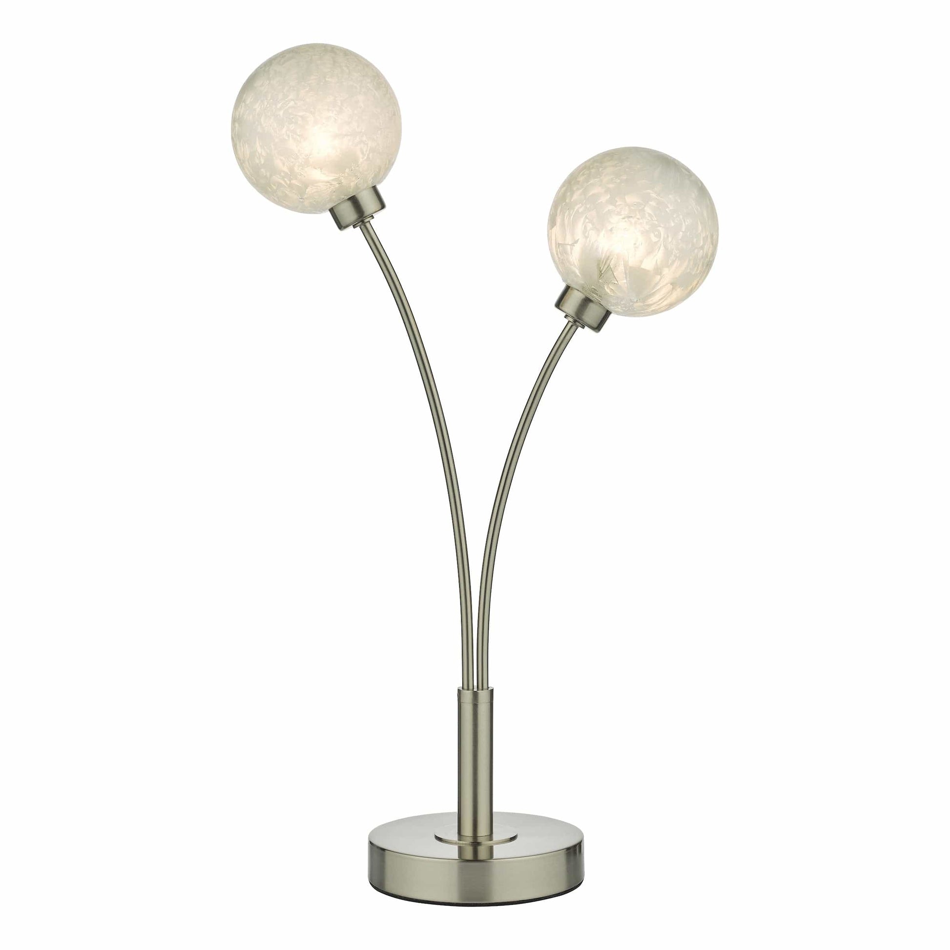 dar lighting Avari 2 Light Table Lamp Satin Nickel Frosted Glass AVA4246