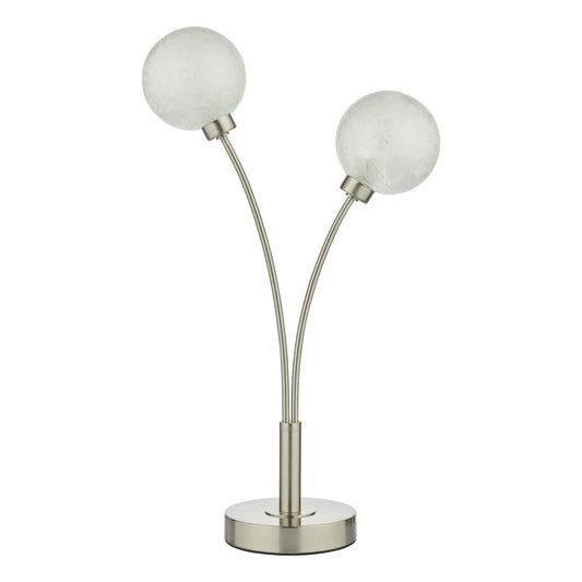 dar lighting Avari 2 Light Table Lamp Satin Nickel Frosted Glass AVA4246