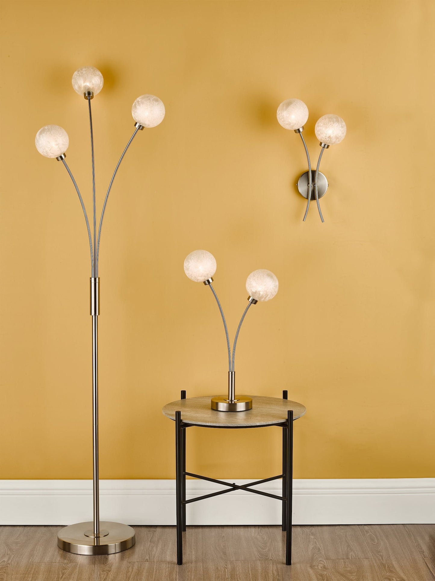 dar lighting Avari 2 Light Table Lamp Satin Nickel Frosted Glass AVA4246