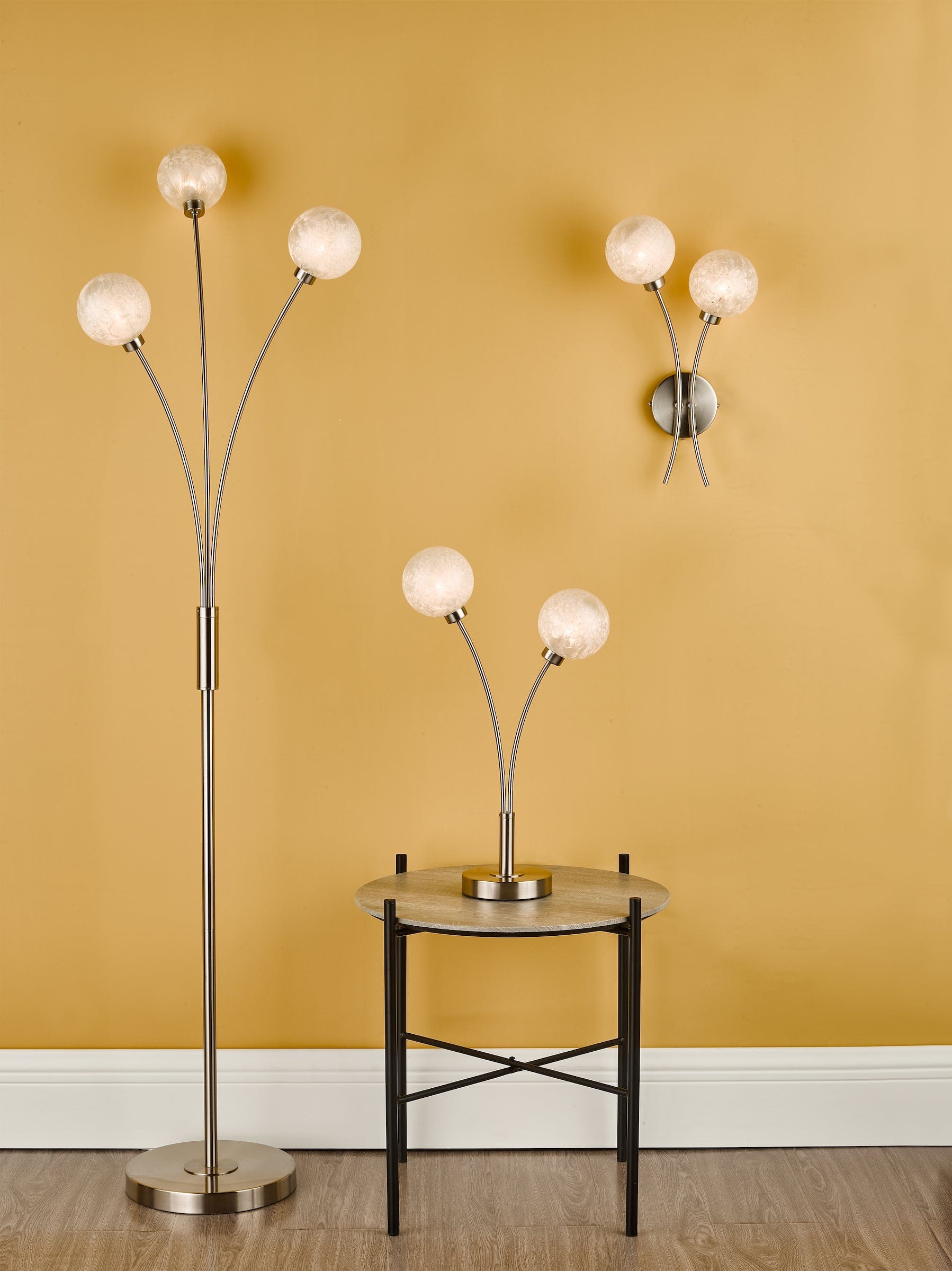 dar lighting Avari 2 Light Table Lamp Satin Nickel Frosted Glass AVA4246