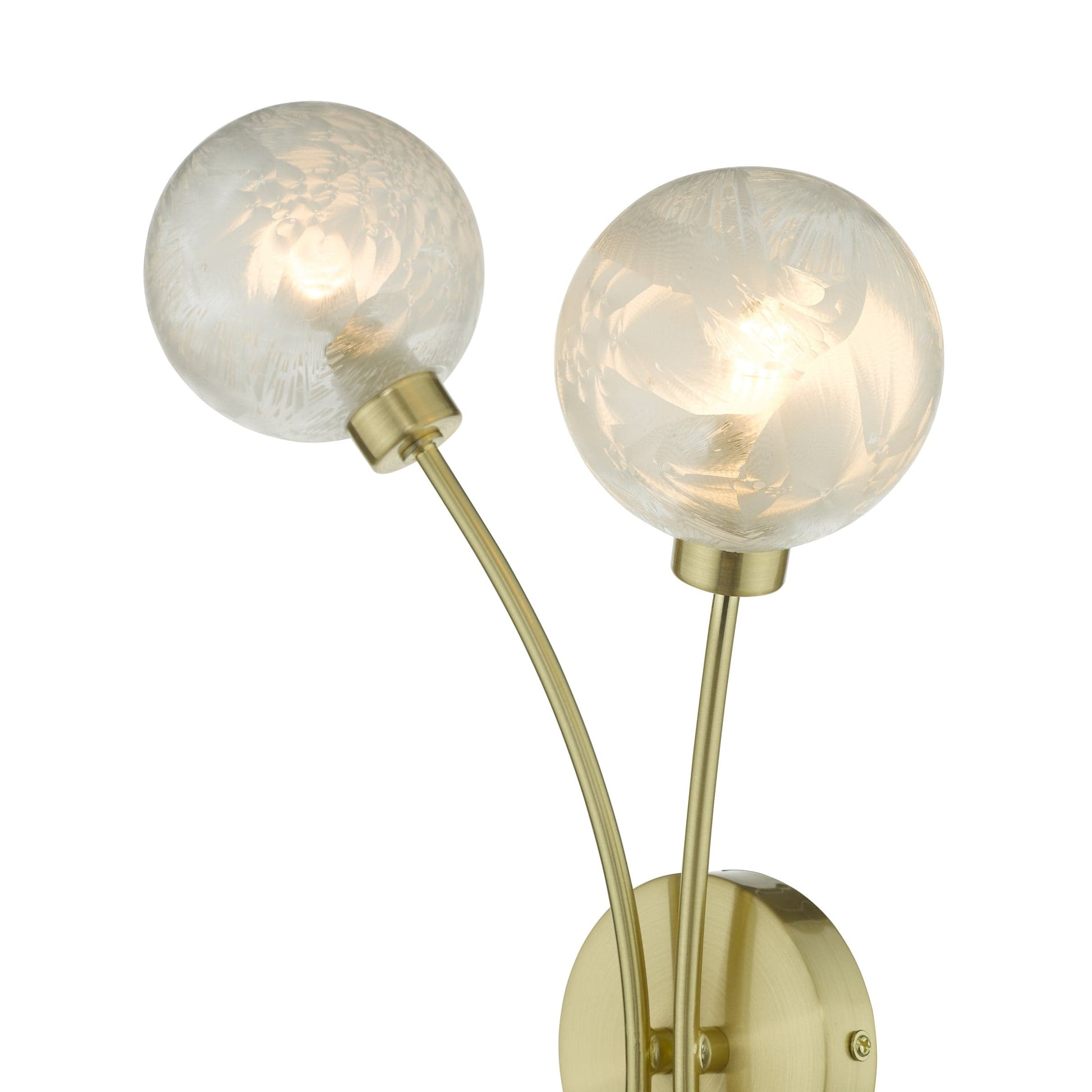 dar lighting Avari 2 Light Wall Light Satin Brass Glass AVA0941