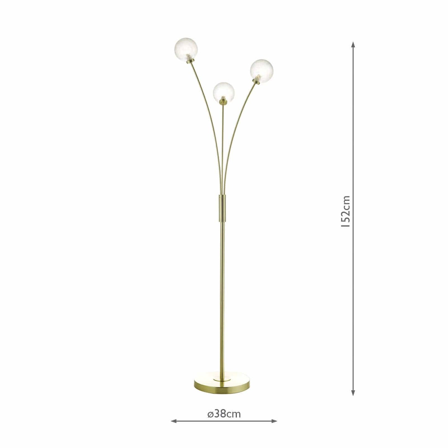 dar lighting Avari 3 Light Floor Lamp Satin Brass Glass AVA4941