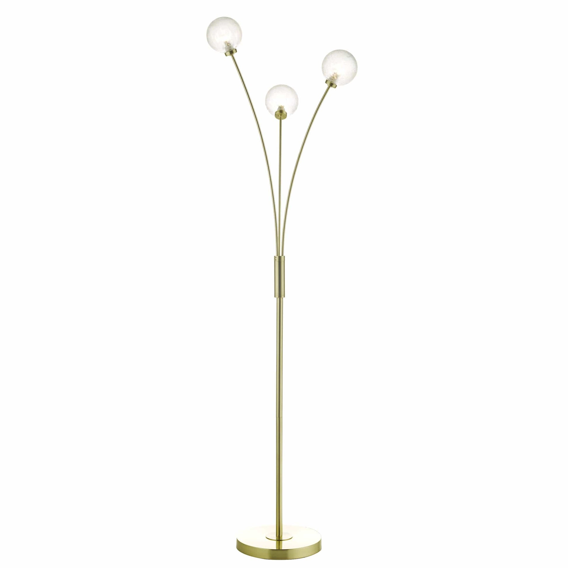 dar lighting Avari 3 Light Floor Lamp Satin Brass Glass AVA4941