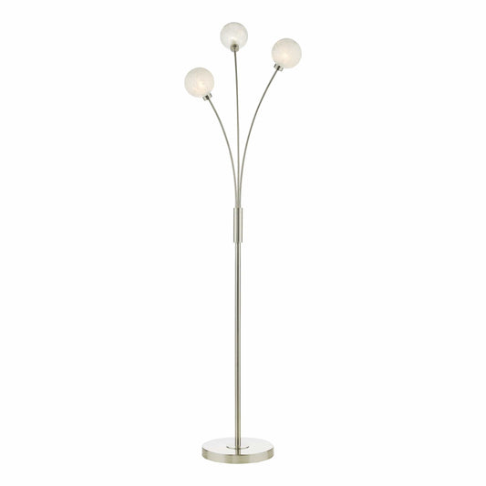 dar lighting Avari 3 Light Floor Lamp Satin Nickel Frosted Glass AVA4946