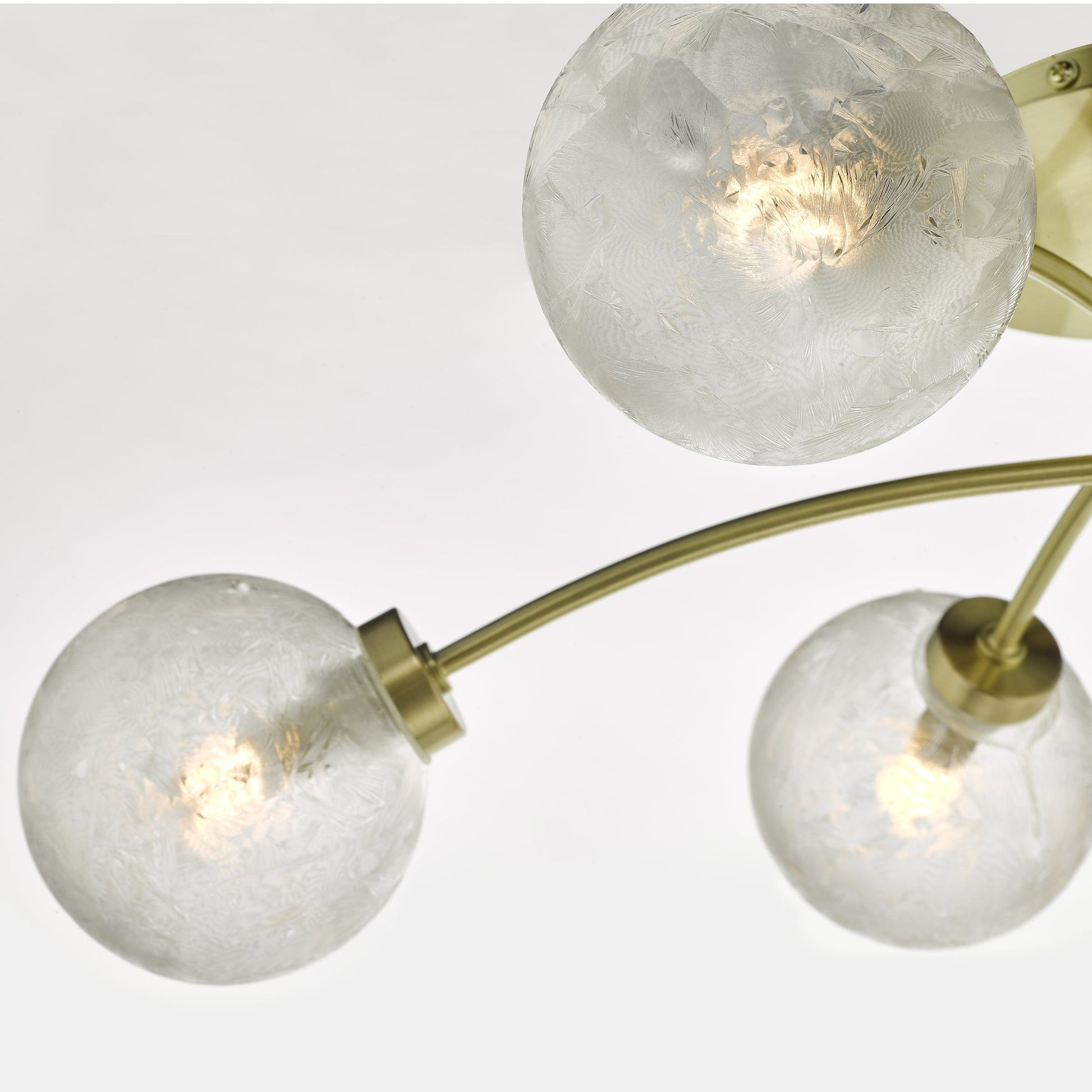 dar lighting Avari 6 Light Semi Flush Satin Brass And Clear Frosted Glass AVA6441