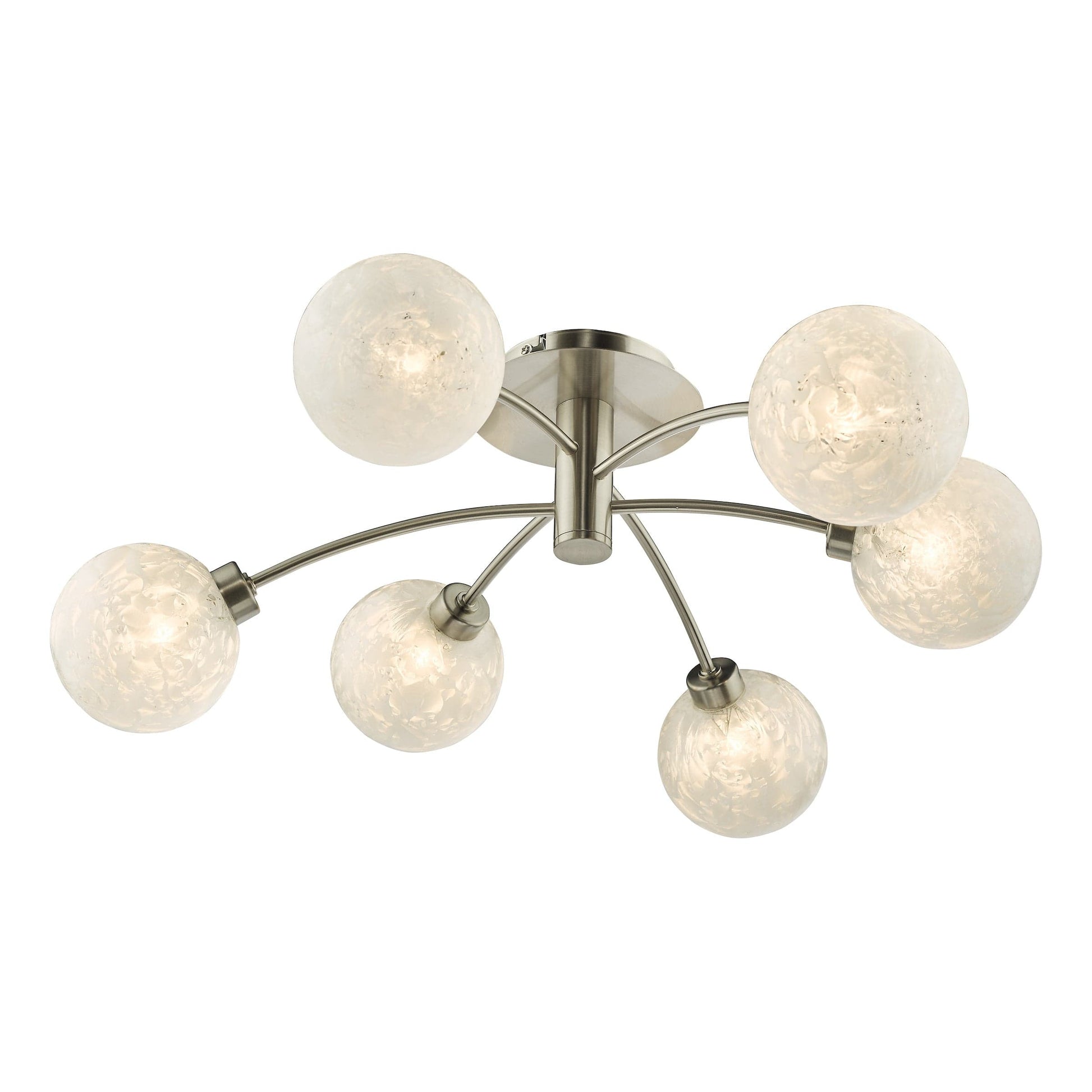 dar lighting Avari 6 Light Semi Flush Satin Nickel Frosted Glass AVA6446