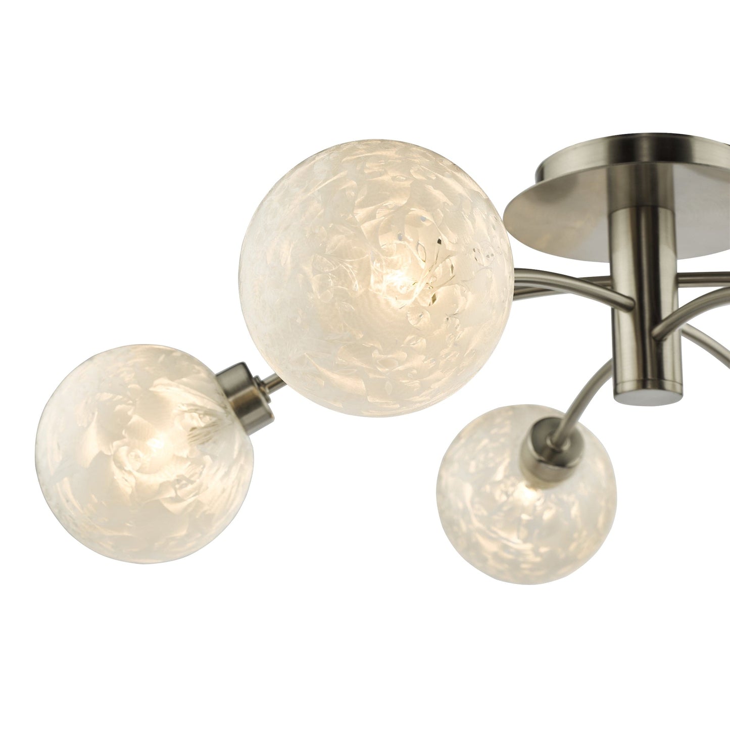 dar lighting Avari 6 Light Semi Flush Satin Nickel Frosted Glass AVA6446