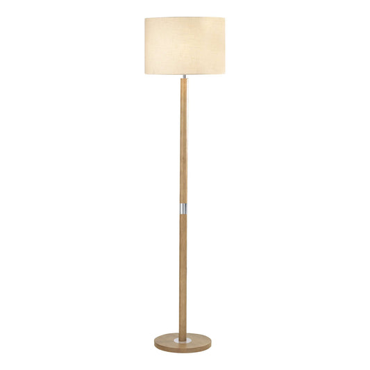 dar lighting Avenue Floor Lamp Light Wood Polished Chrome With Shade AVE4943