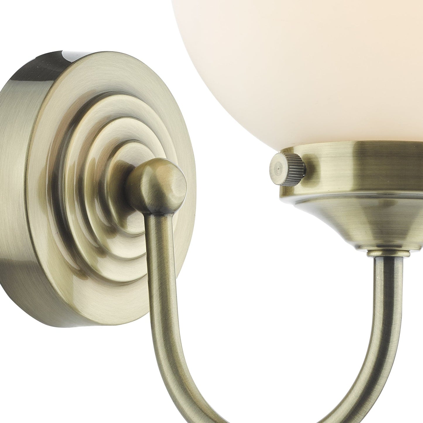 dar lighting Barclay Bathroom Wall Light Antique Brass Opal Glass IP44 BAR0775