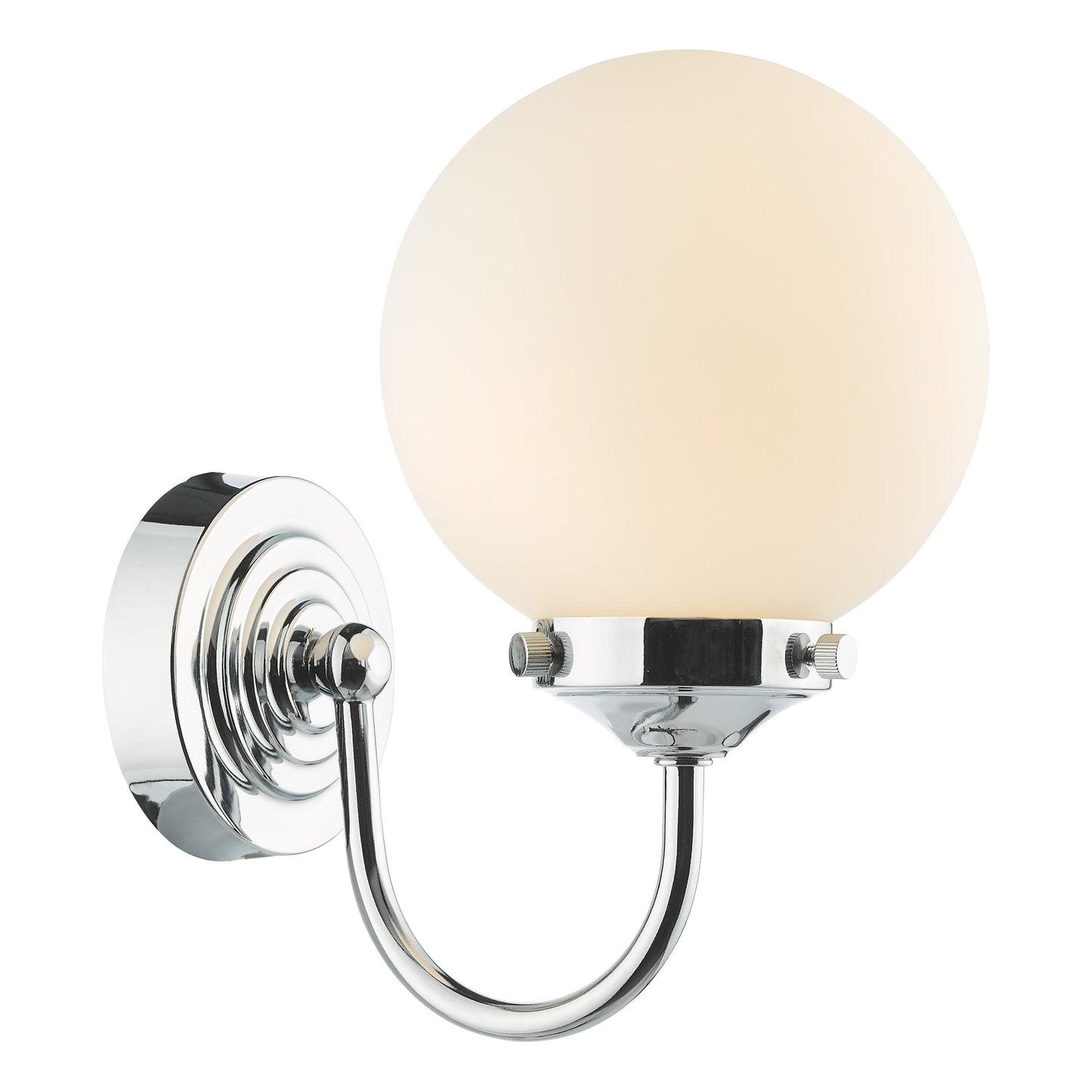 dar lighting Barclay Bathroom Wall Light Polished Chrome Opal Glass IP44 BAR0750