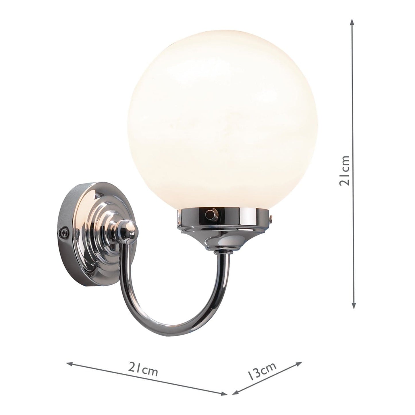 dar lighting Barclay Bathroom Wall Light Polished Chrome Opal Glass IP44 BAR0750