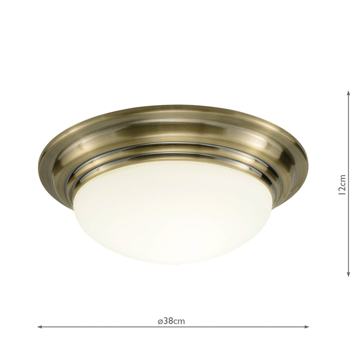 dar lighting Barclay Large Bathroom Flush Antique Brass Opal Glass IP44 BAR5075