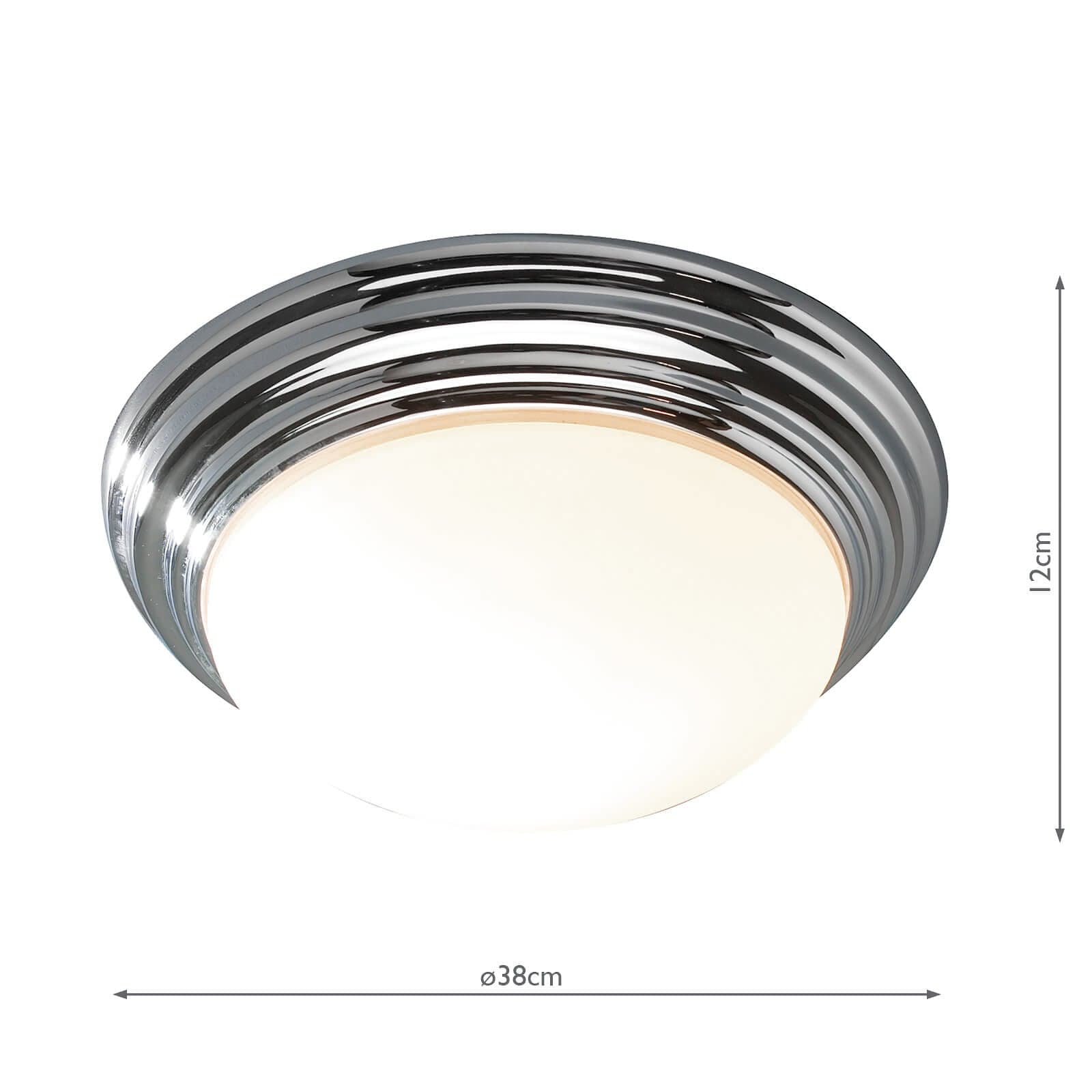 dar lighting Barclay Large Bathroom Flush Polished Chrome Opal Glass IP44 BAR5050