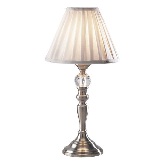 dar lighting Beau Touch Table Lamp Satin Chrome With Shade (Multipack) BEA4046