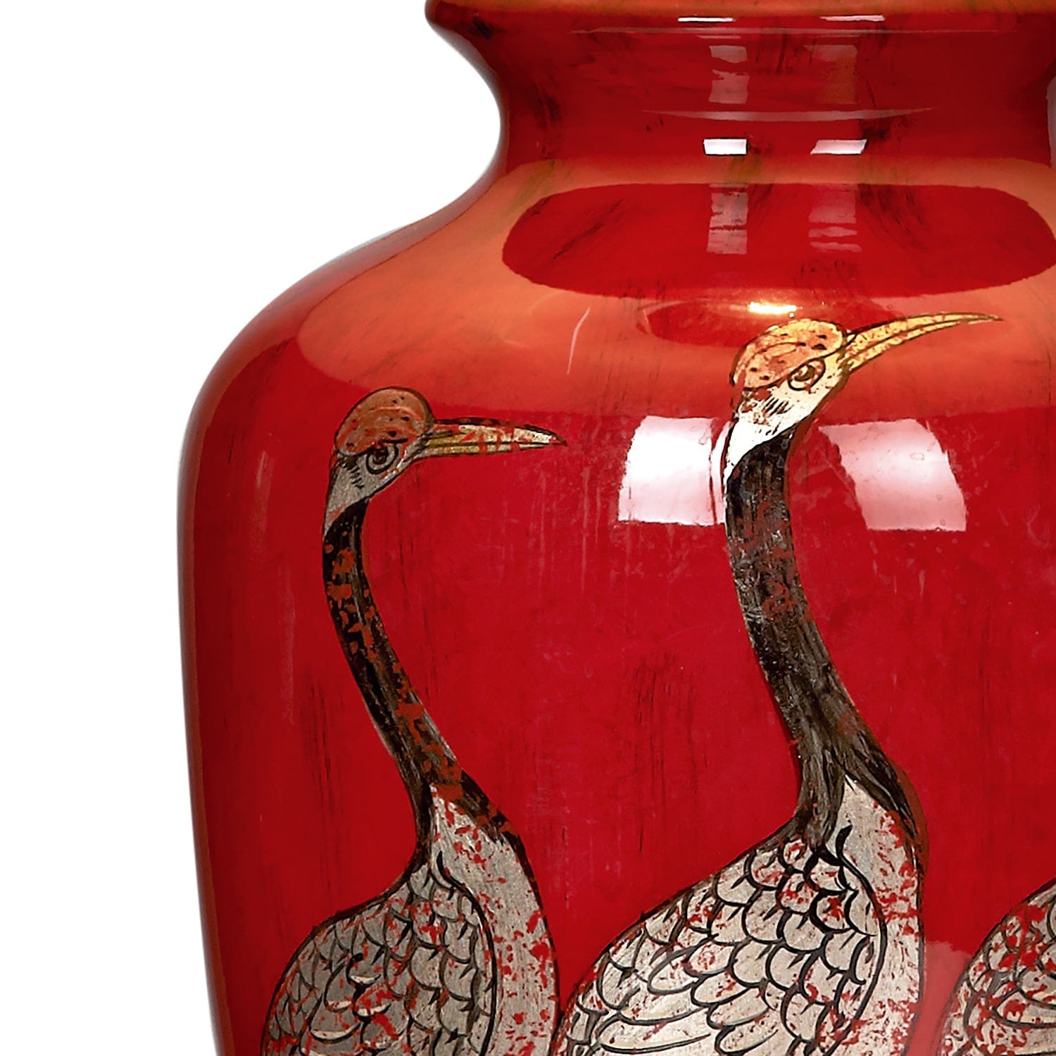 dar lighting Bertha Table Lamp Red With Bird Detail Base Only BER4225