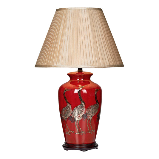 dar lighting Bertha Table Lamp Red With Bird Detail Base Only BER4225