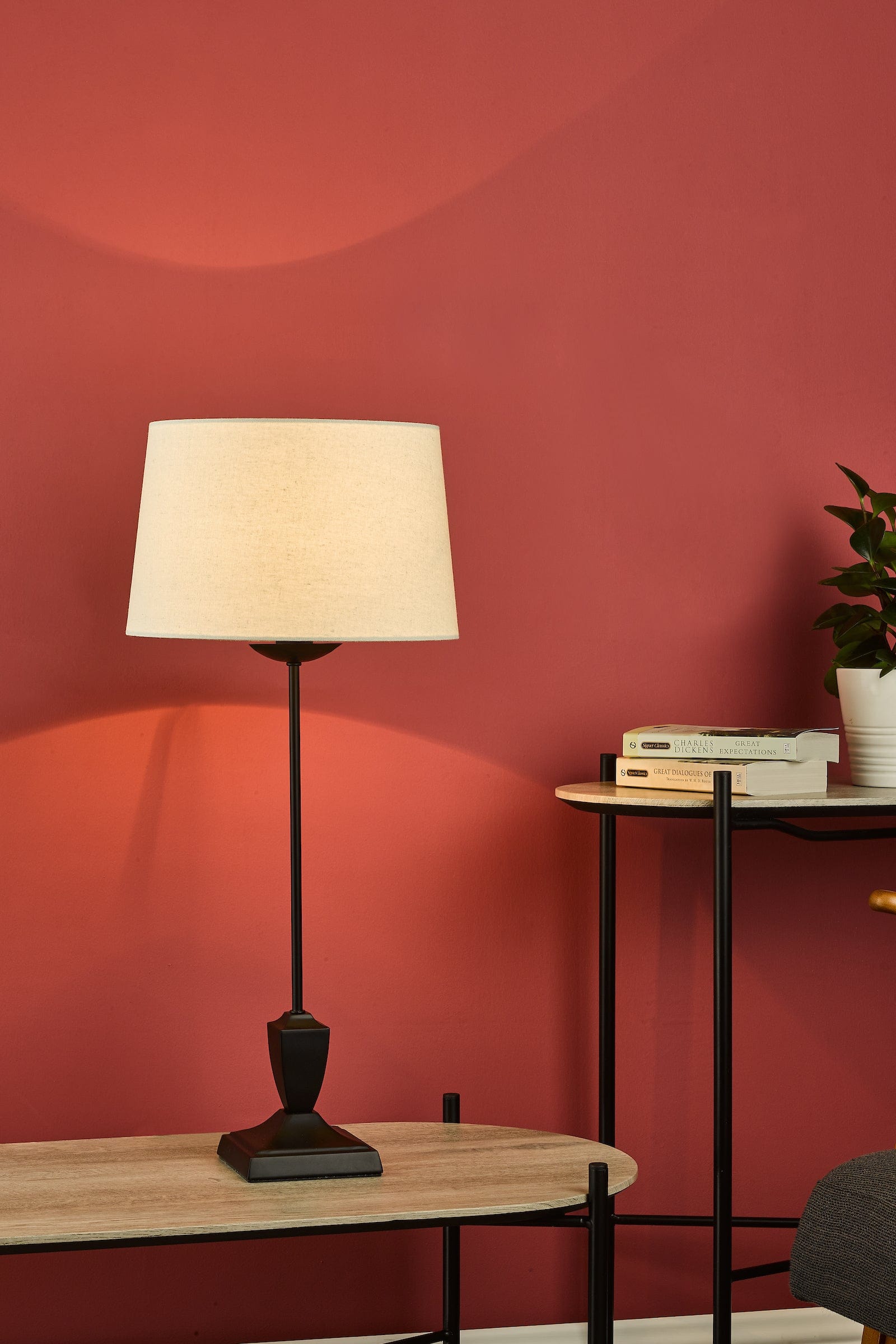 dar lighting Bessa Table Lamp Satin Black Base Only BES4122