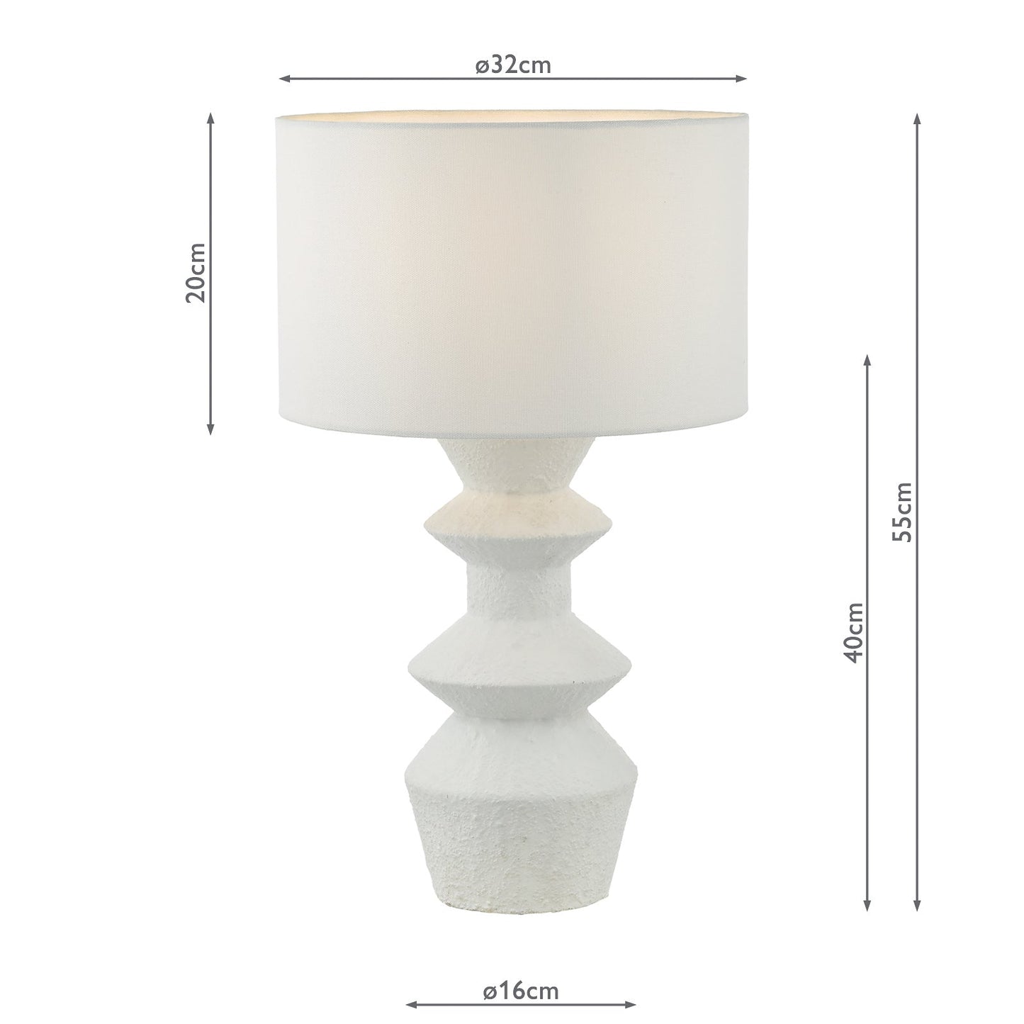 dar lighting Bidelia Table Lamp Matt White With Shade BID422