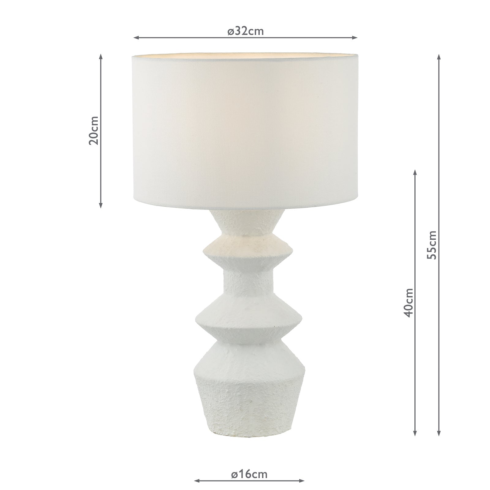 dar lighting Bidelia Table Lamp Matt White With Shade BID422