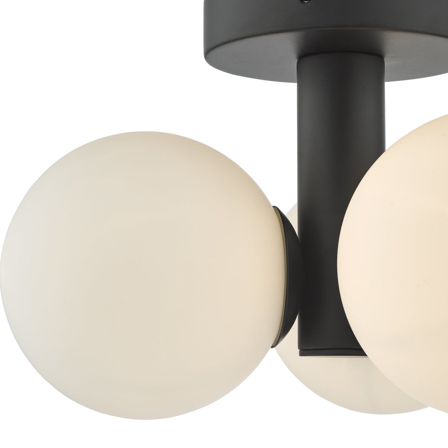 dar lighting Blake Bathroom 3 Light Semi Flush Matt Black Opal Glass BLA5322