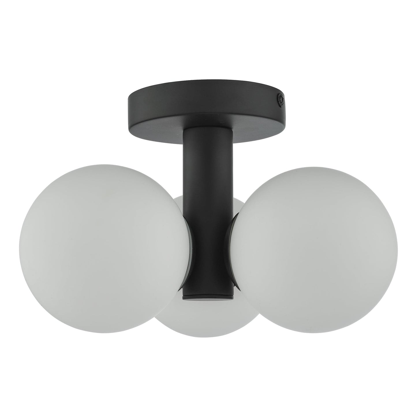 dar lighting Blake Bathroom 3 Light Semi Flush Matt Black Opal Glass BLA5322