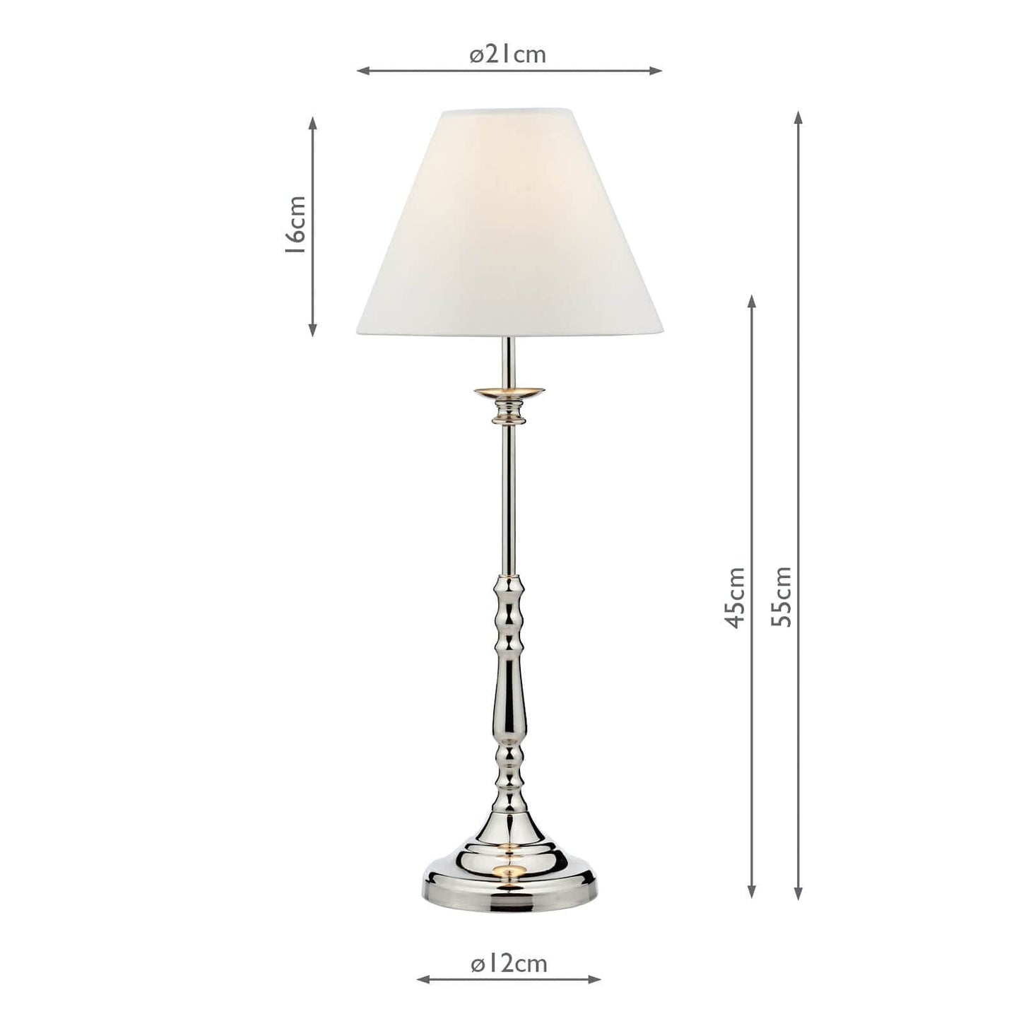 dar lighting Blenheim Table Lamp Polished Nickel With Shade (Multipack) BLE4138