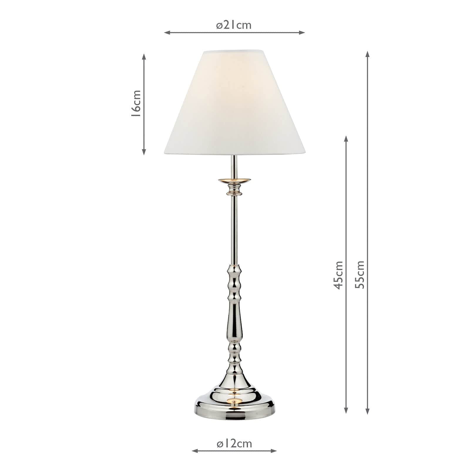 dar lighting Blenheim Table Lamp Polished Nickel With Shade (Multipack) BLE4138