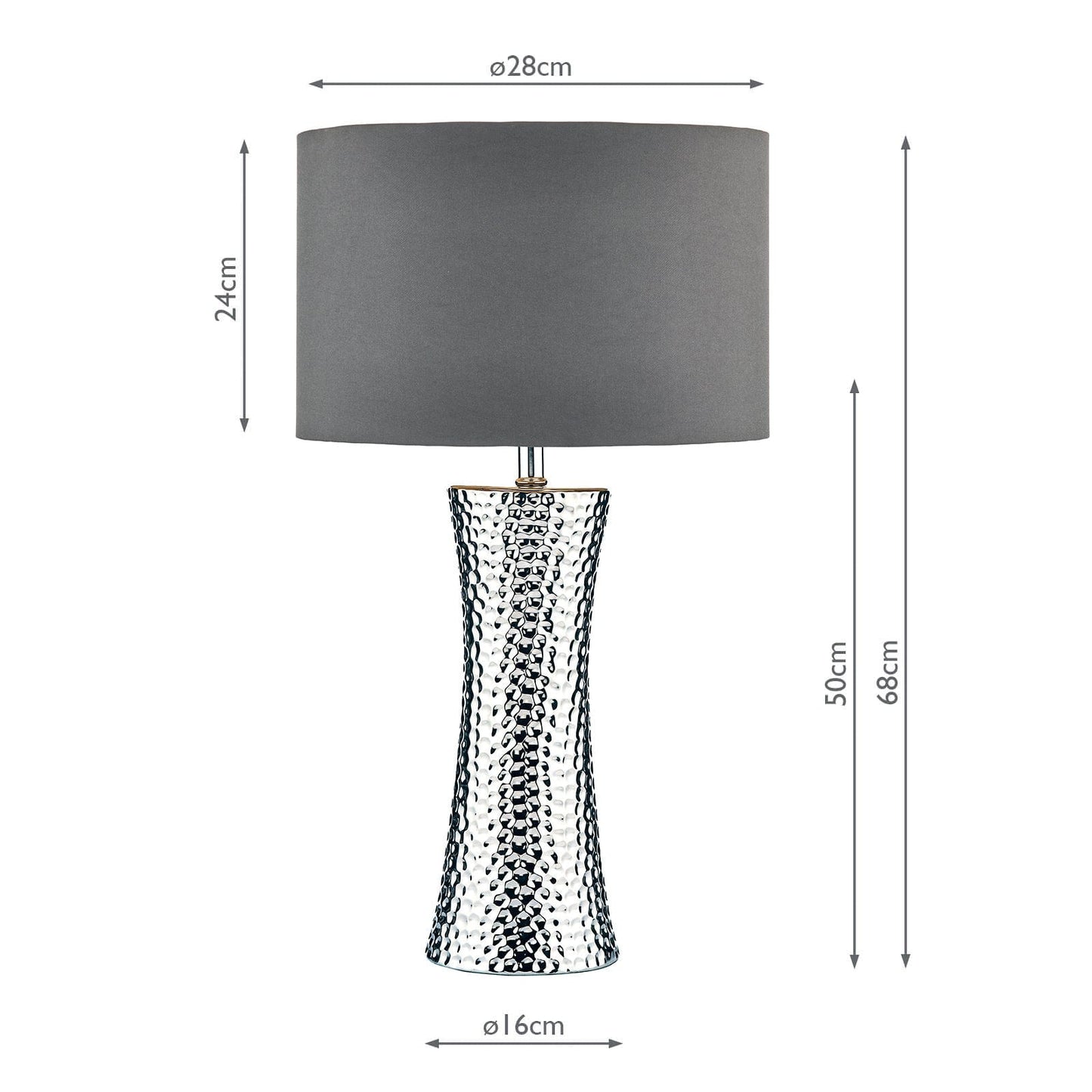 dar lighting Bokara Table Lamp Silver With Shade BOK4232-X