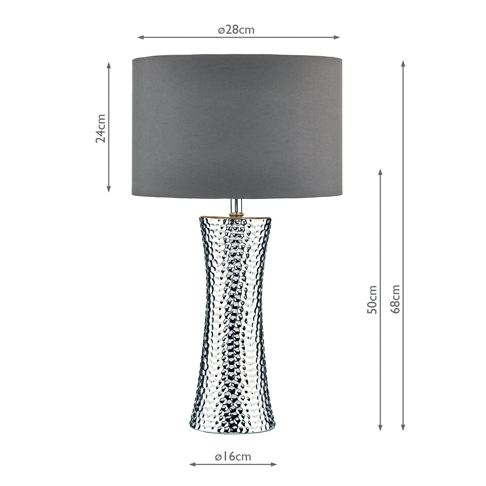 dar lighting Bokara Table Lamp Silver With Shade BOK4232-X