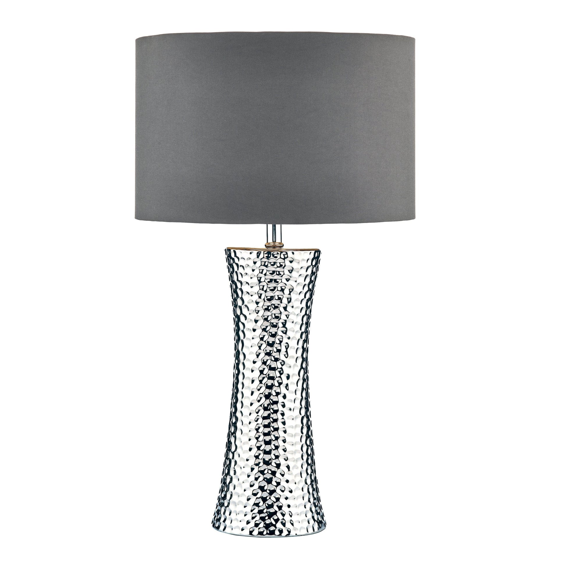 dar lighting Bokara Table Lamp Silver With Shade BOK4232-X