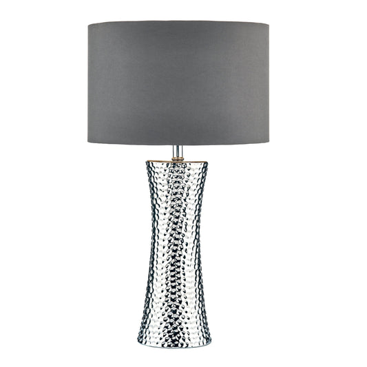 dar lighting Bokara Table Lamp Silver With Shade BOK4232-X