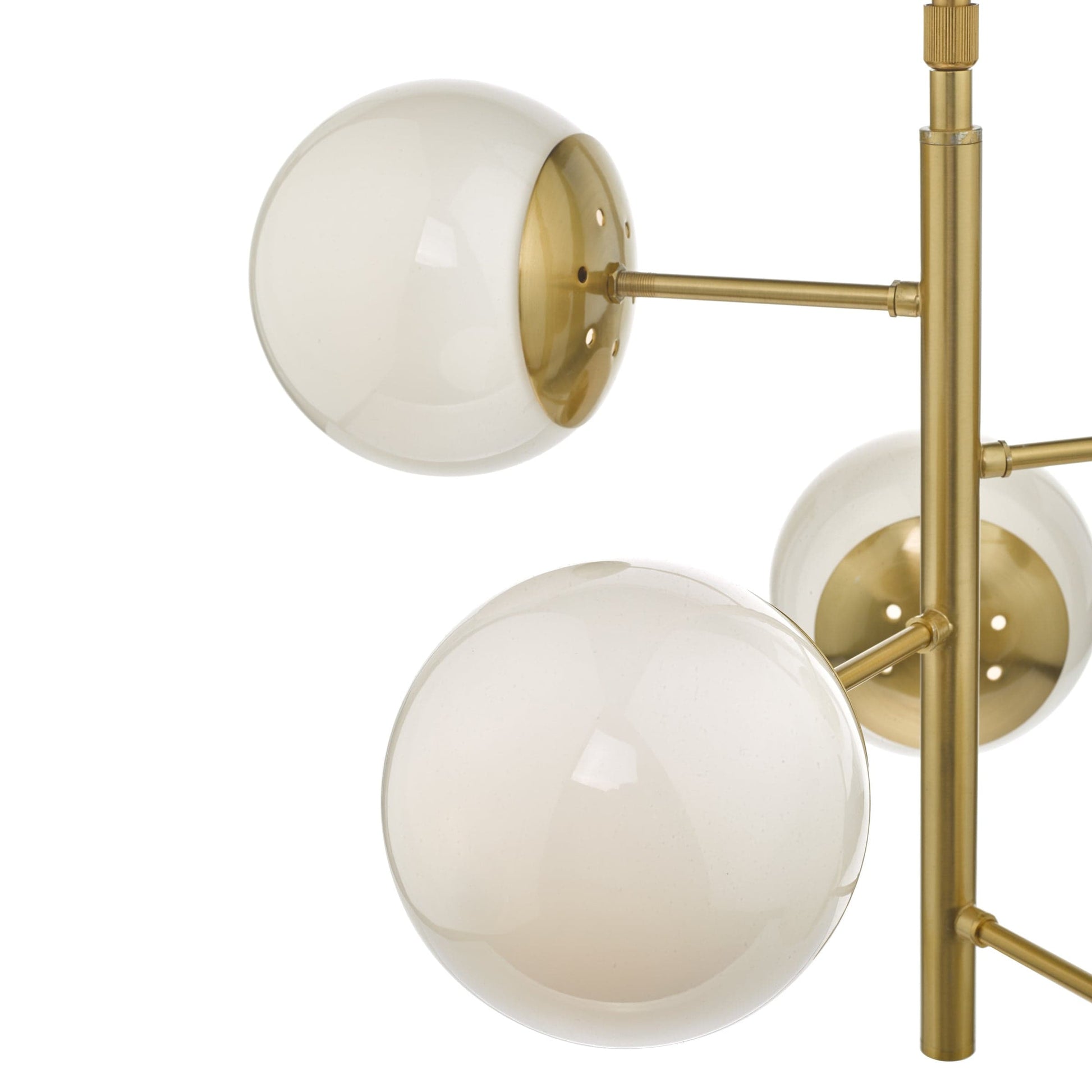 dar lighting Bombazine 5 Light Pendant Natural Brass & Opal Glass BOM0535
