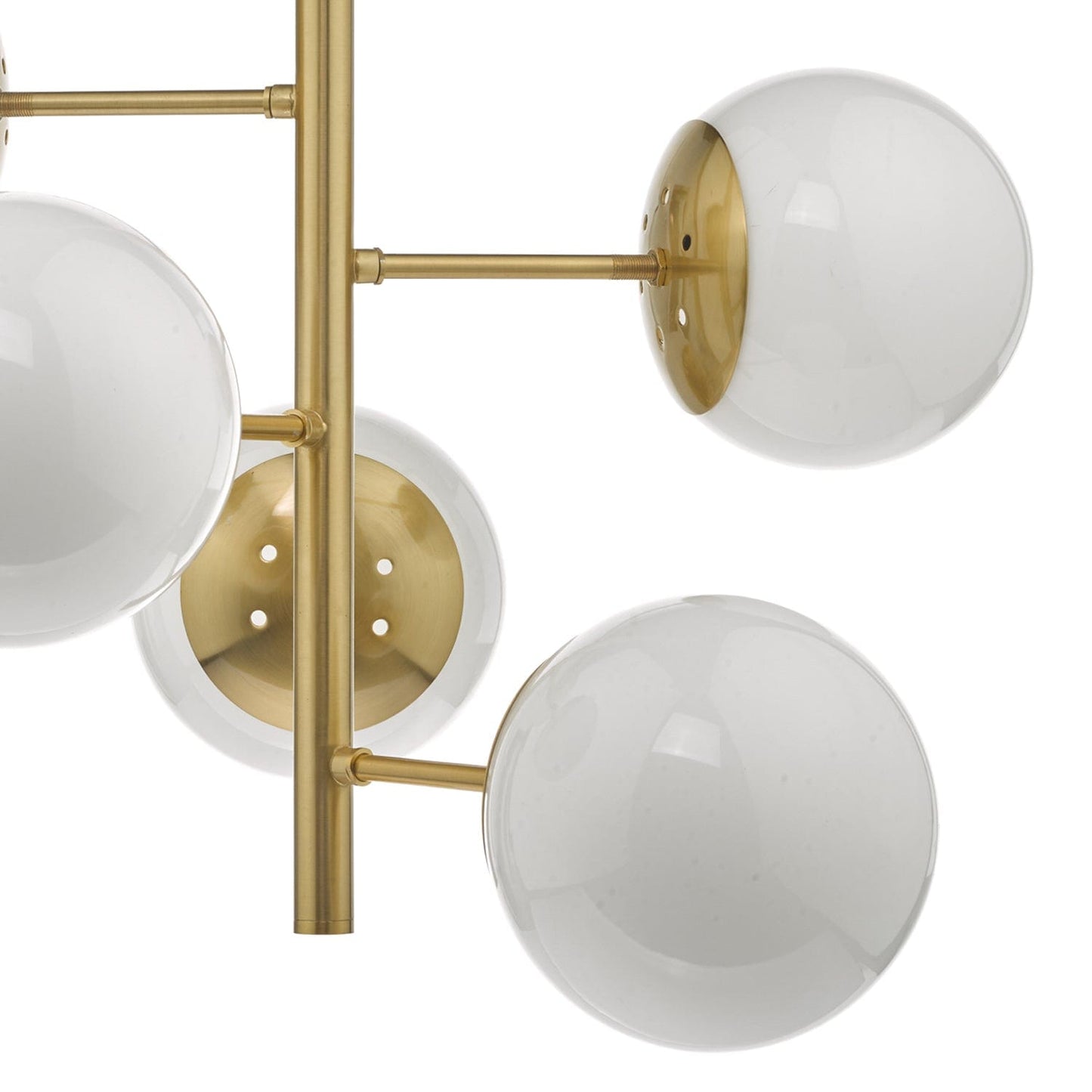 dar lighting Bombazine 5 Light Pendant Natural Brass & Opal Glass BOM0535