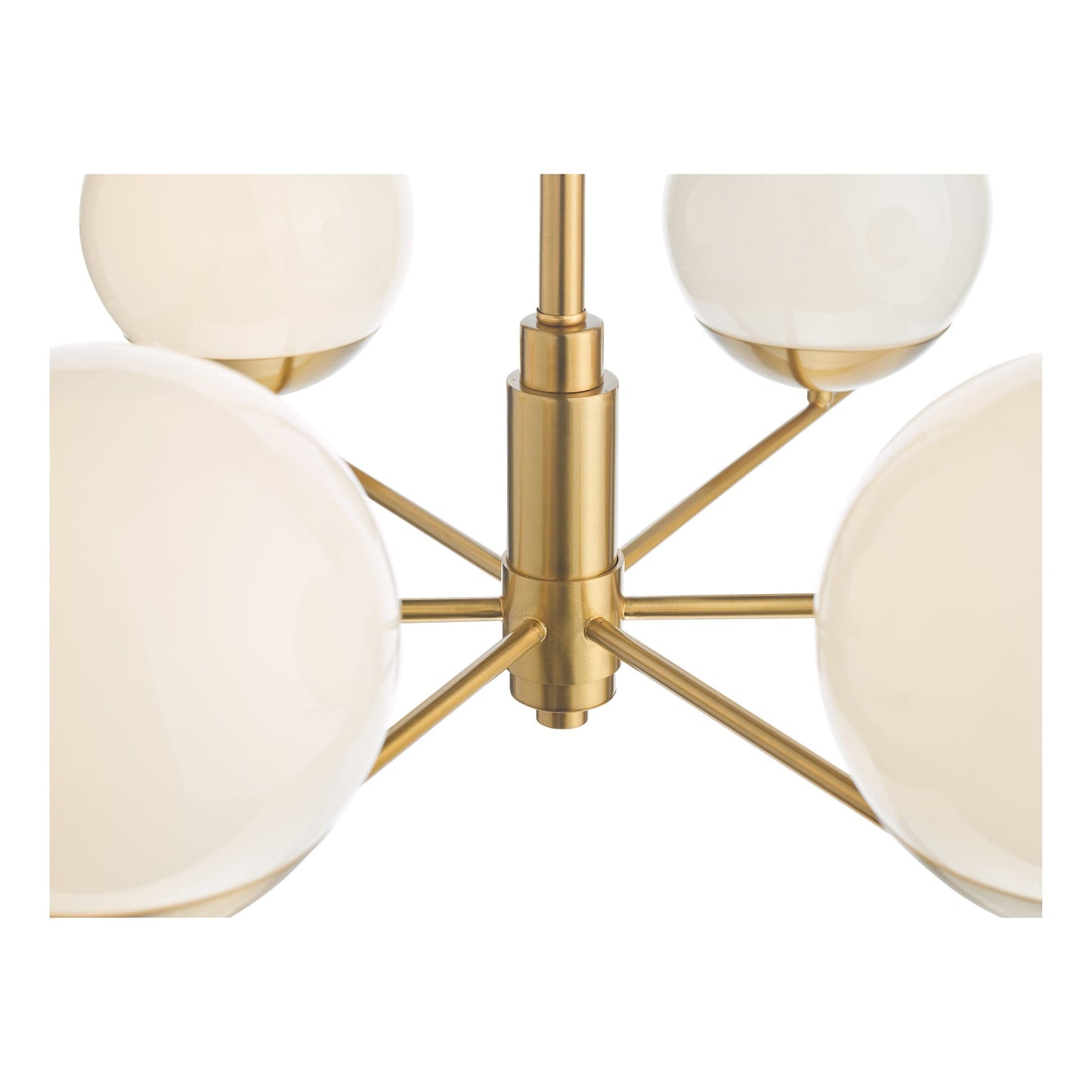 dar lighting Bombazine 6 Light Pendant Natural Brass and Opal Glass BOM0635