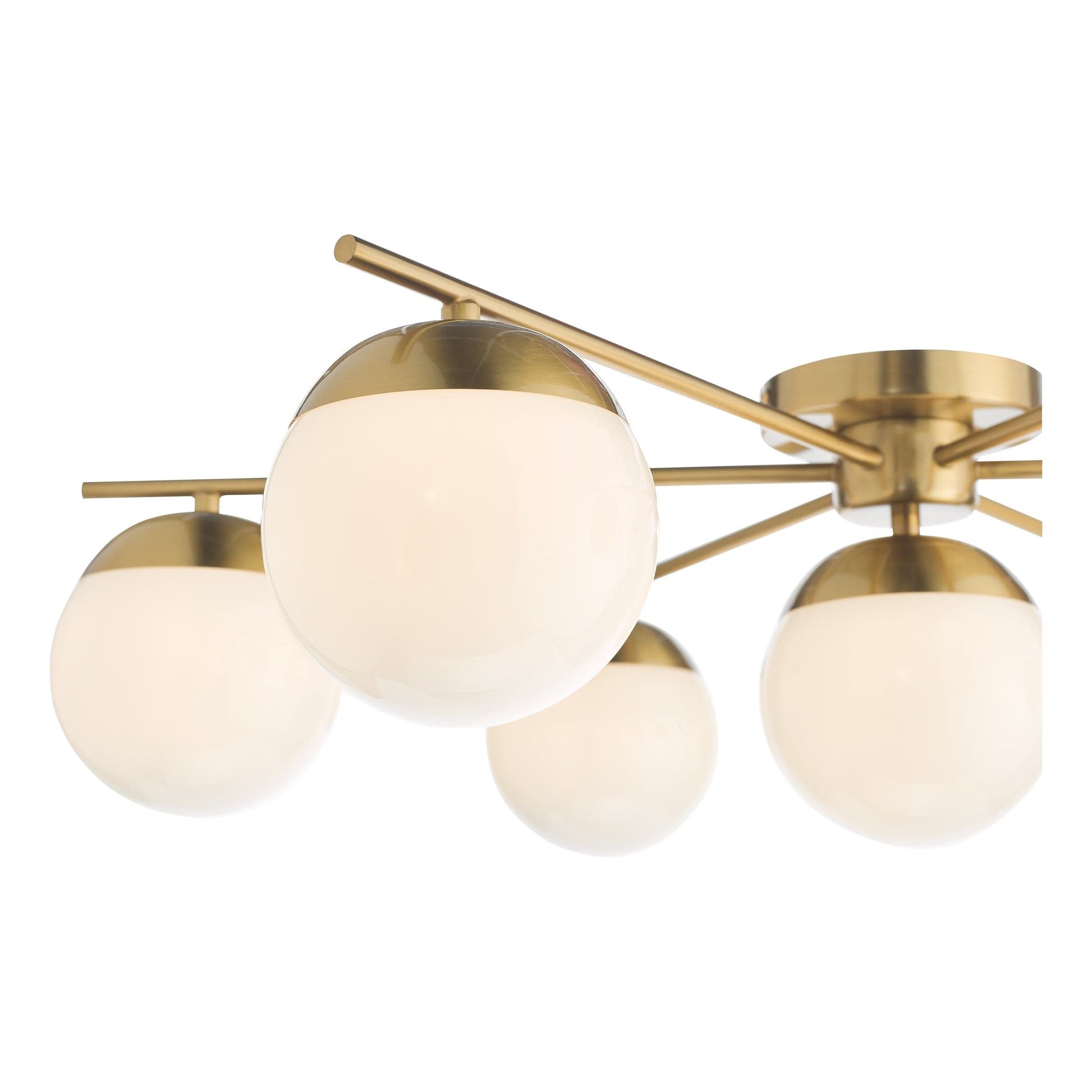 dar lighting Bombazine 7 Light Semi-Flush Natural Brass and Opal Glass BOM5035