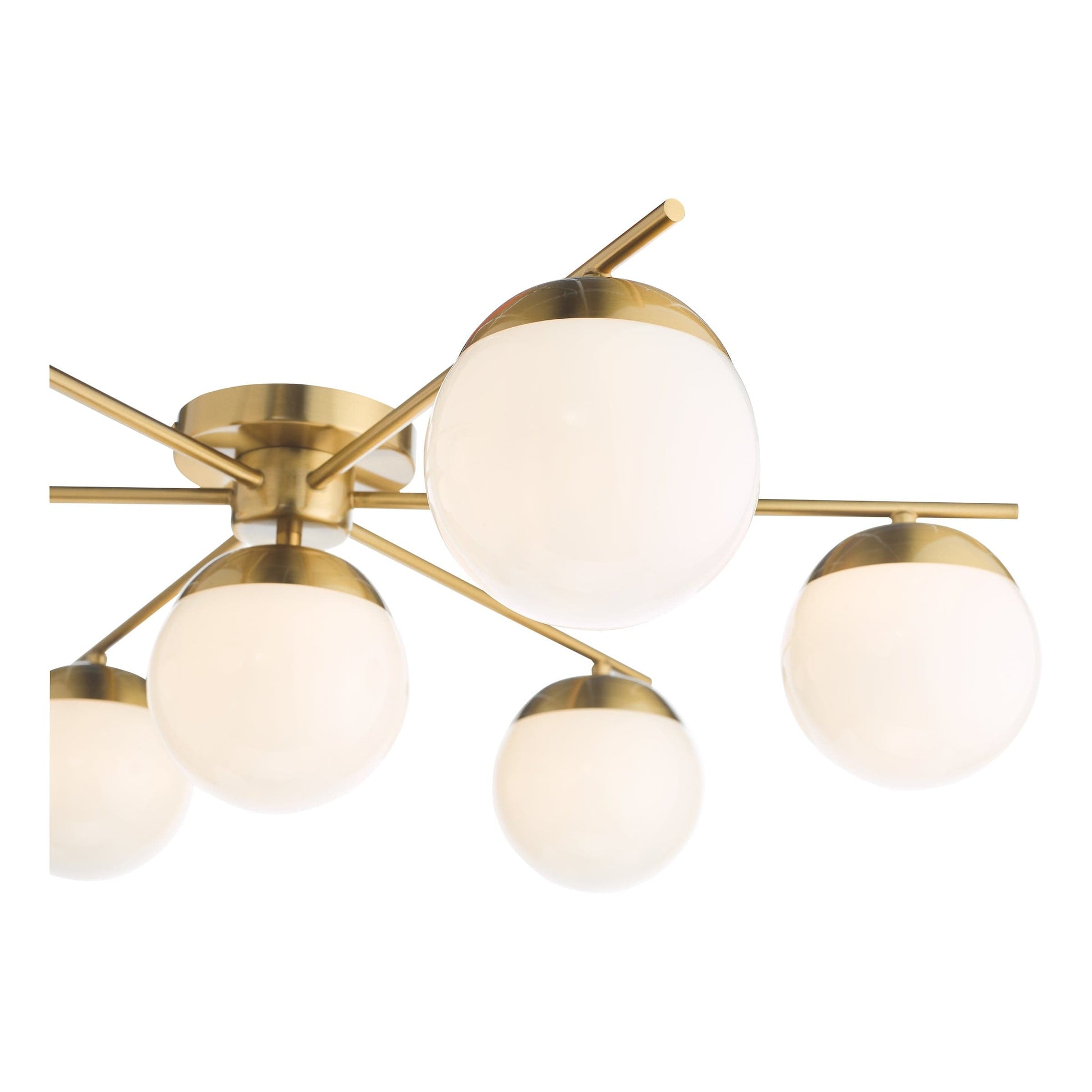 dar lighting Bombazine 7 Light Semi-Flush Natural Brass and Opal Glass BOM5035