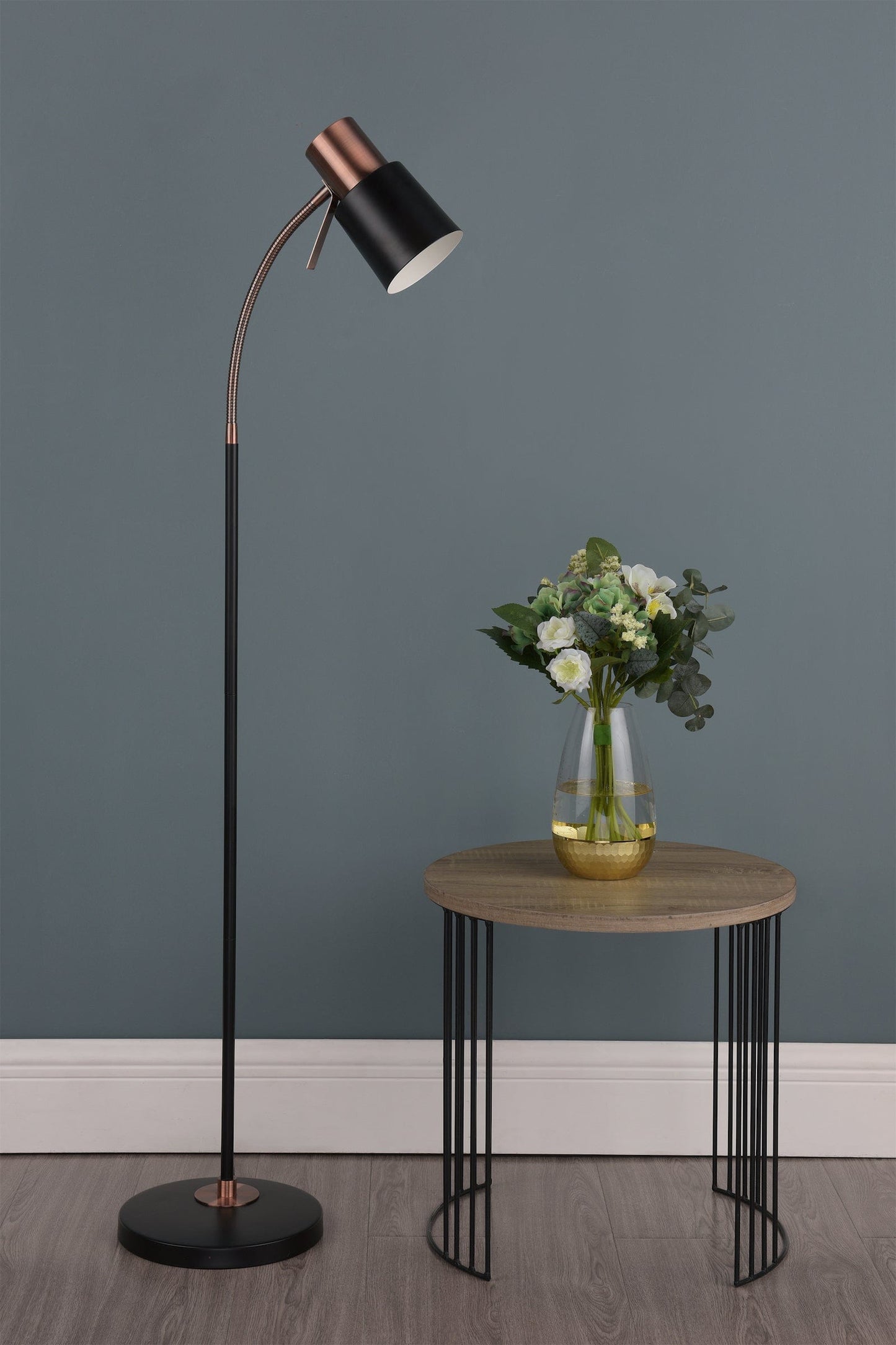 dar lighting Bond Task Floor Lamp Black Copper BON4954