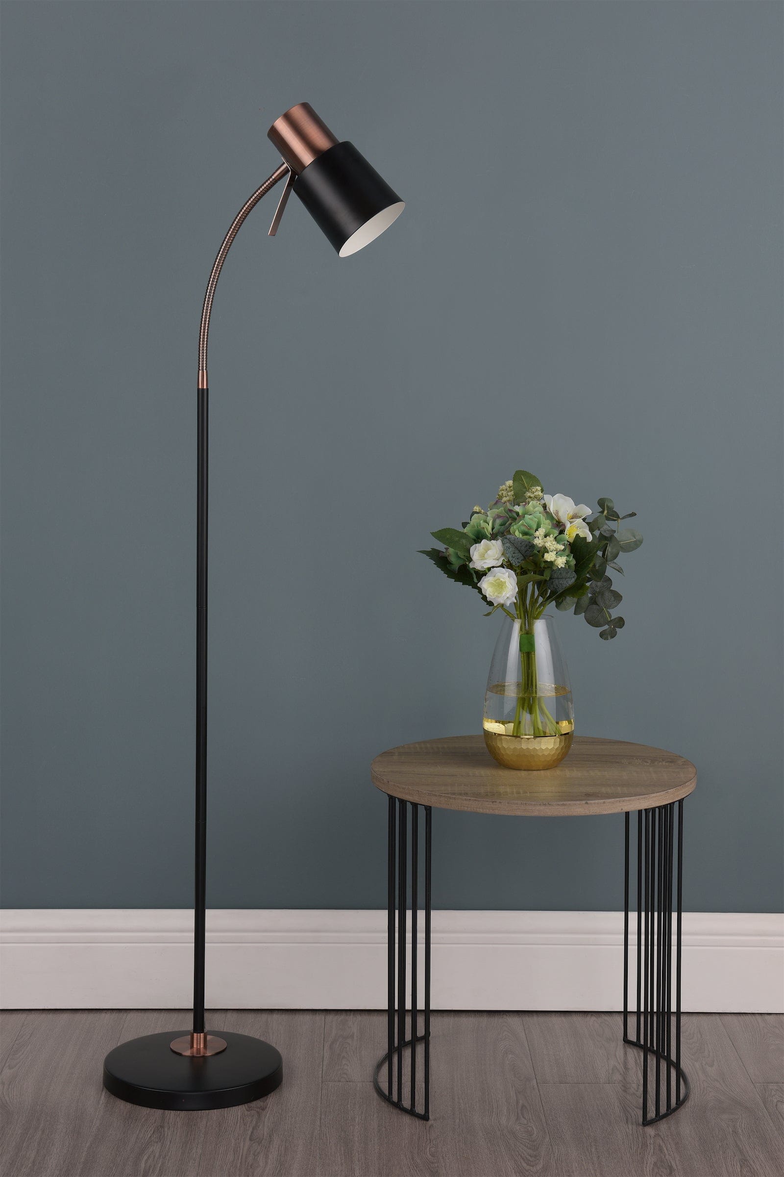 dar lighting Bond Task Floor Lamp Black Copper BON4954
