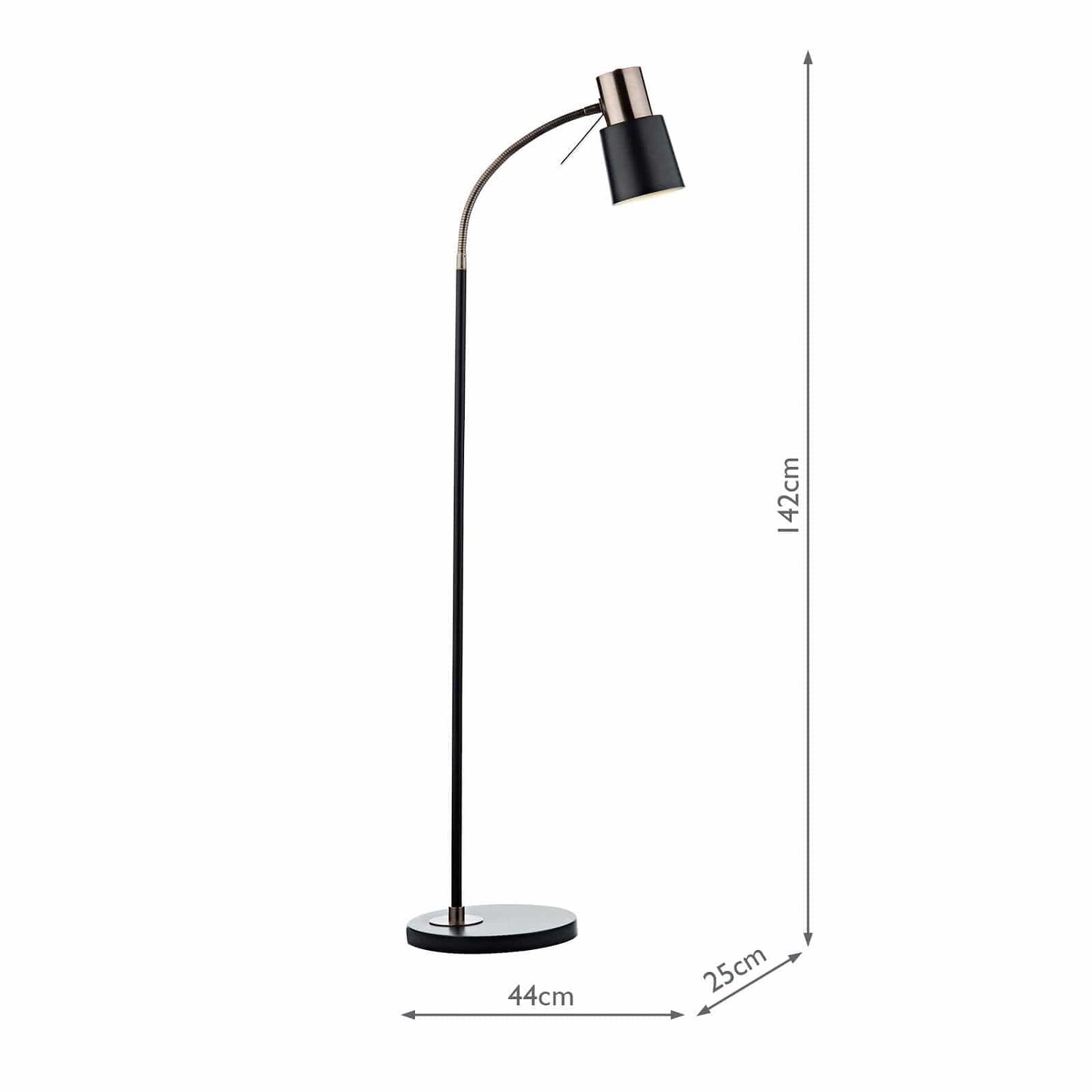 dar lighting Bond Task Floor Lamp Black Copper BON4954