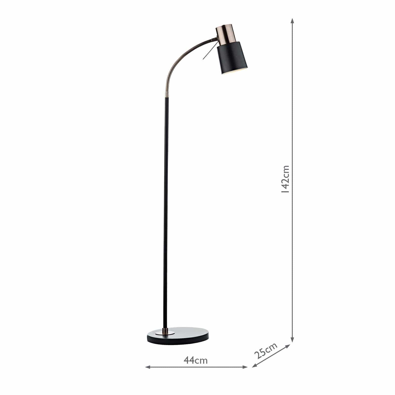 dar lighting Bond Task Floor Lamp Black Copper BON4954
