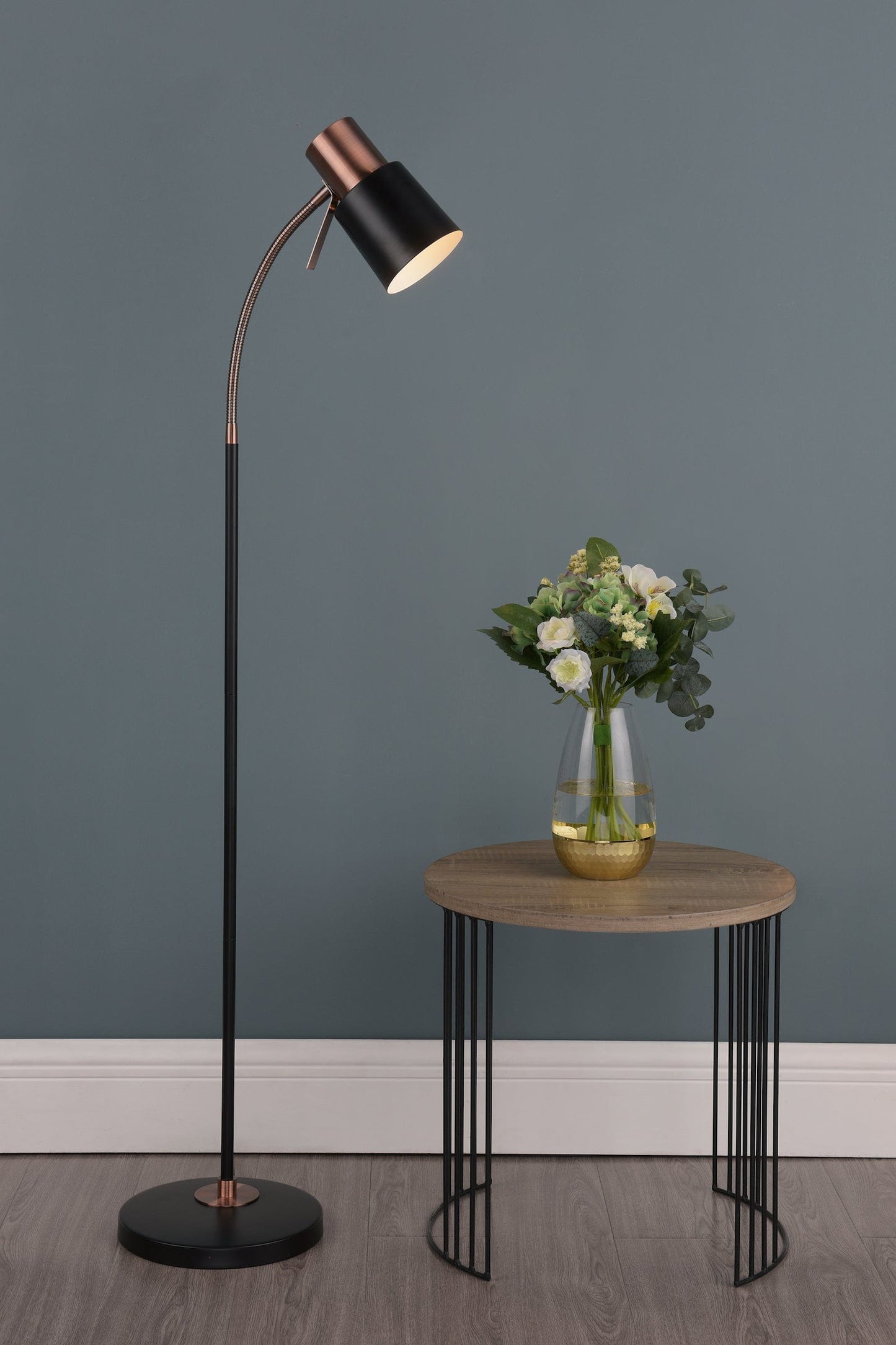 dar lighting Bond Task Floor Lamp Black Copper BON4954