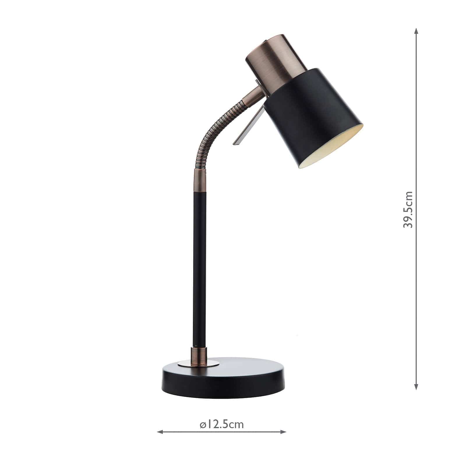 dar lighting Bond Task Table Lamp Black Copper BON4254