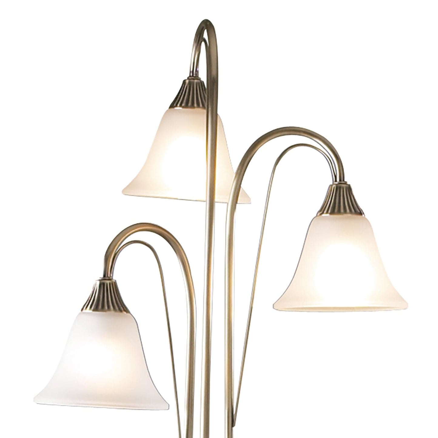 dar lighting Boston 3 Light Floor Lamp Antique Brass Opaque Glass BOS49