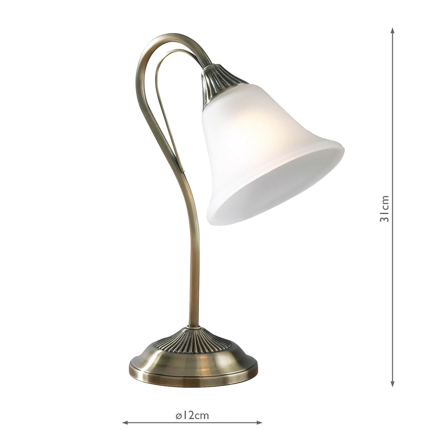 dar lighting Boston Table Lamp Antique Brass Opaque Glass BOS40
