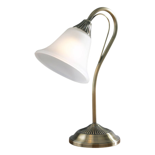 dar lighting Boston Table Lamp Antique Brass Opaque Glass BOS40