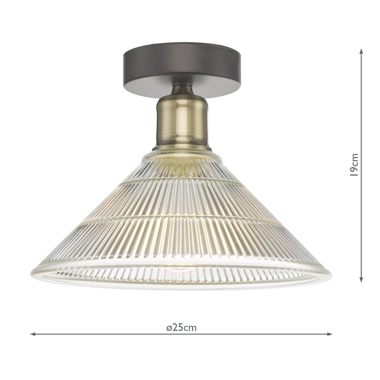 dar lighting Boyd 1 Light Flush Antique Brass with Glass Shade BOY0175