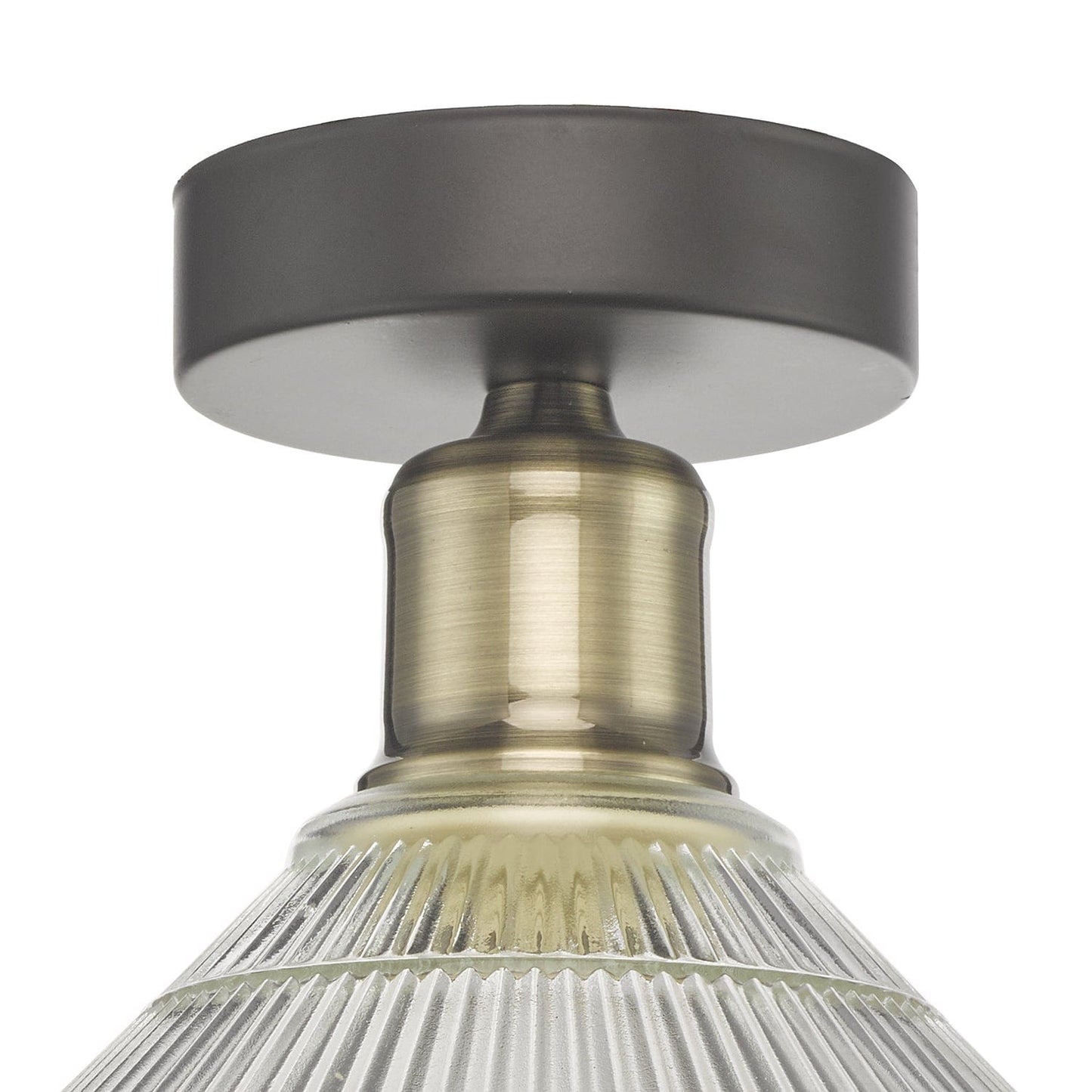 dar lighting Boyd 1 Light Flush Antique Brass with Glass Shade BOY0175