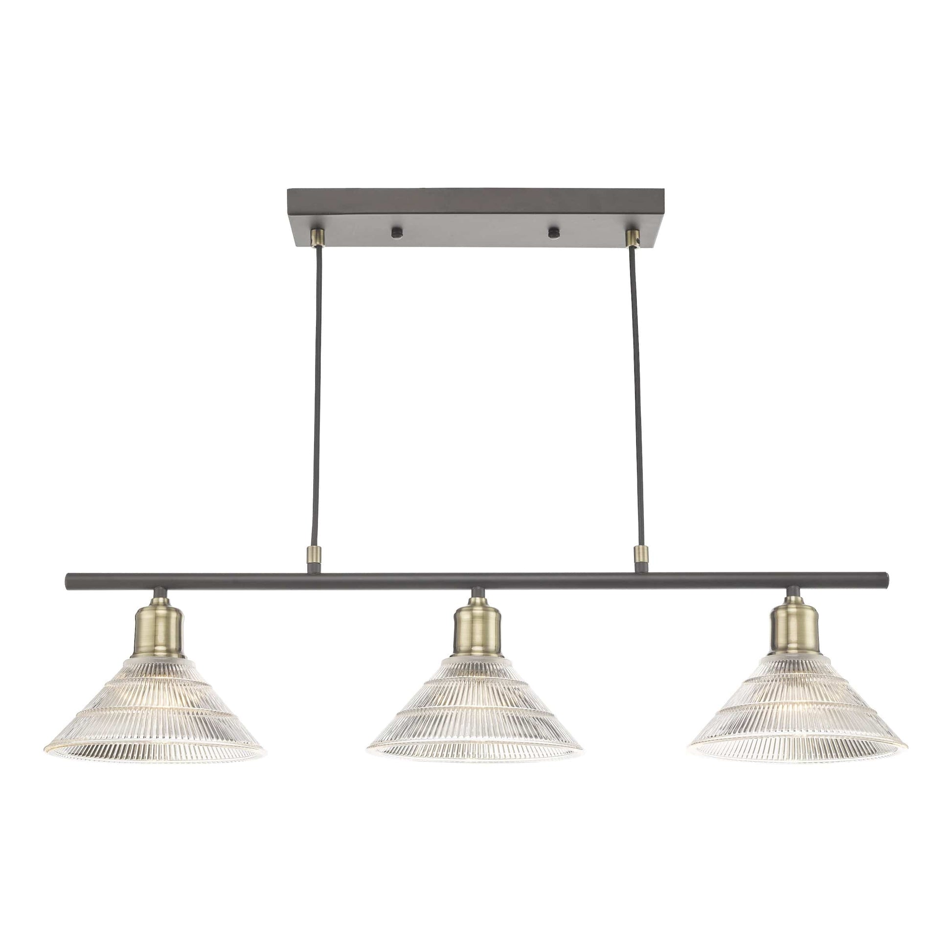 dar lighting Boyd 3 Light Bar Antique Brass with Glass Shade BOY0375