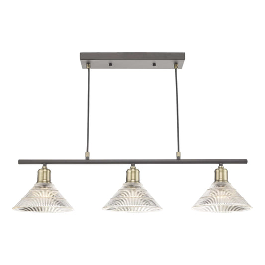 dar lighting Boyd 3 Light Bar Antique Brass with Glass Shade BOY0375