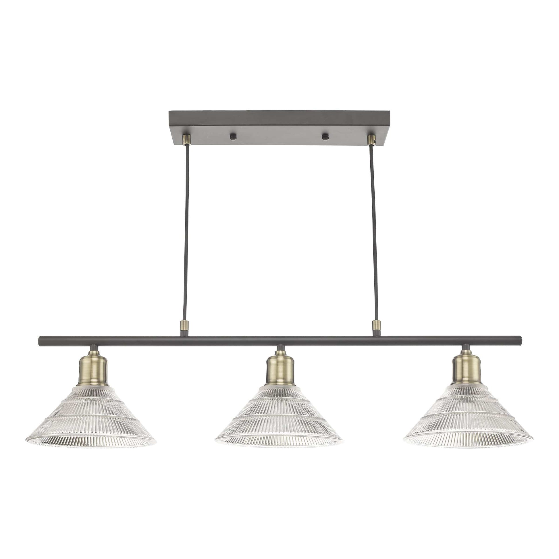 dar lighting Boyd 3 Light Bar Antique Brass with Glass Shade BOY0375